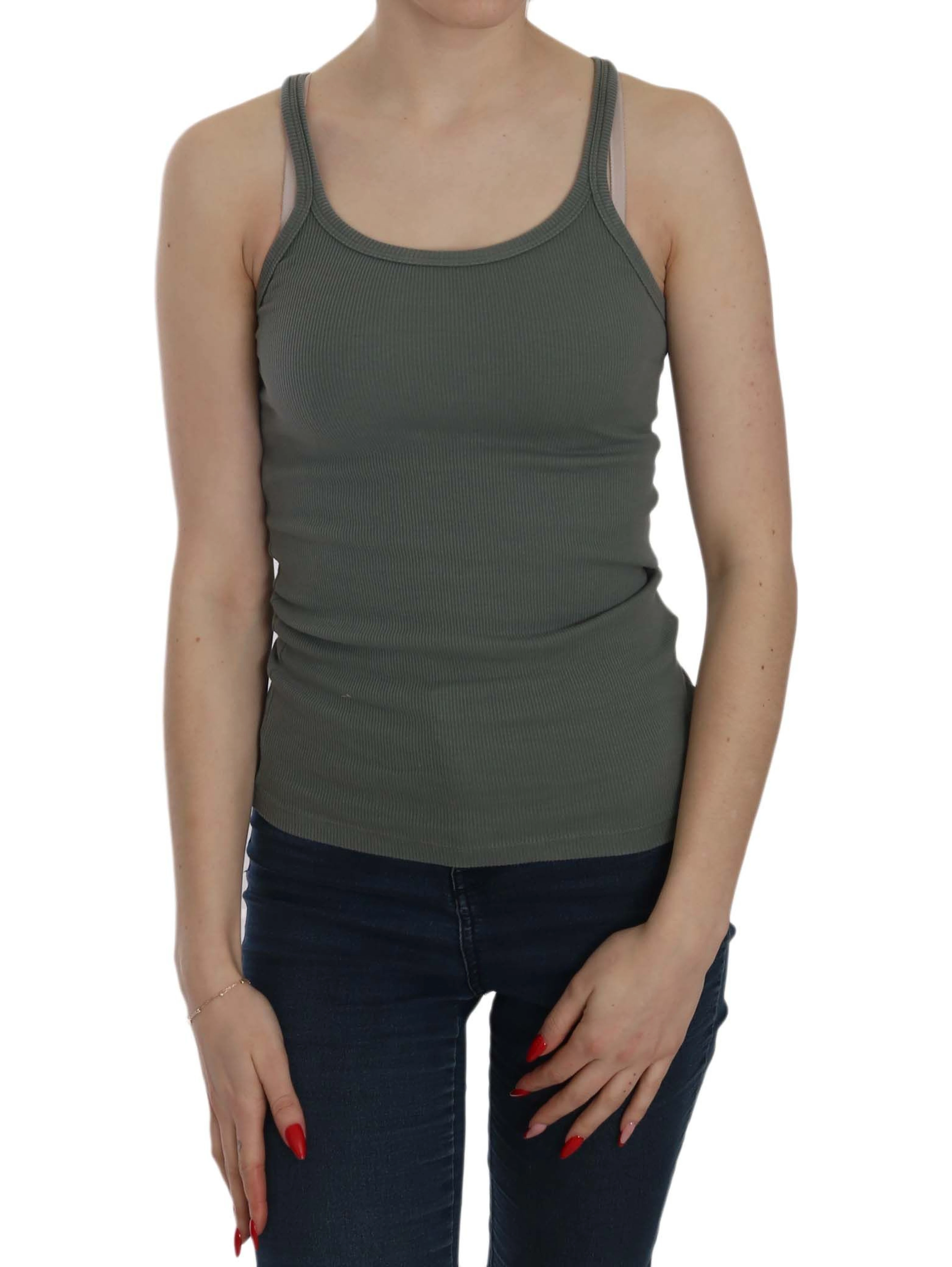 Green Sleeveless Spaghetti Tank T-Shirt Blouse