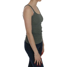 Green Sleeveless Spaghetti Tank T-Shirt Blouse