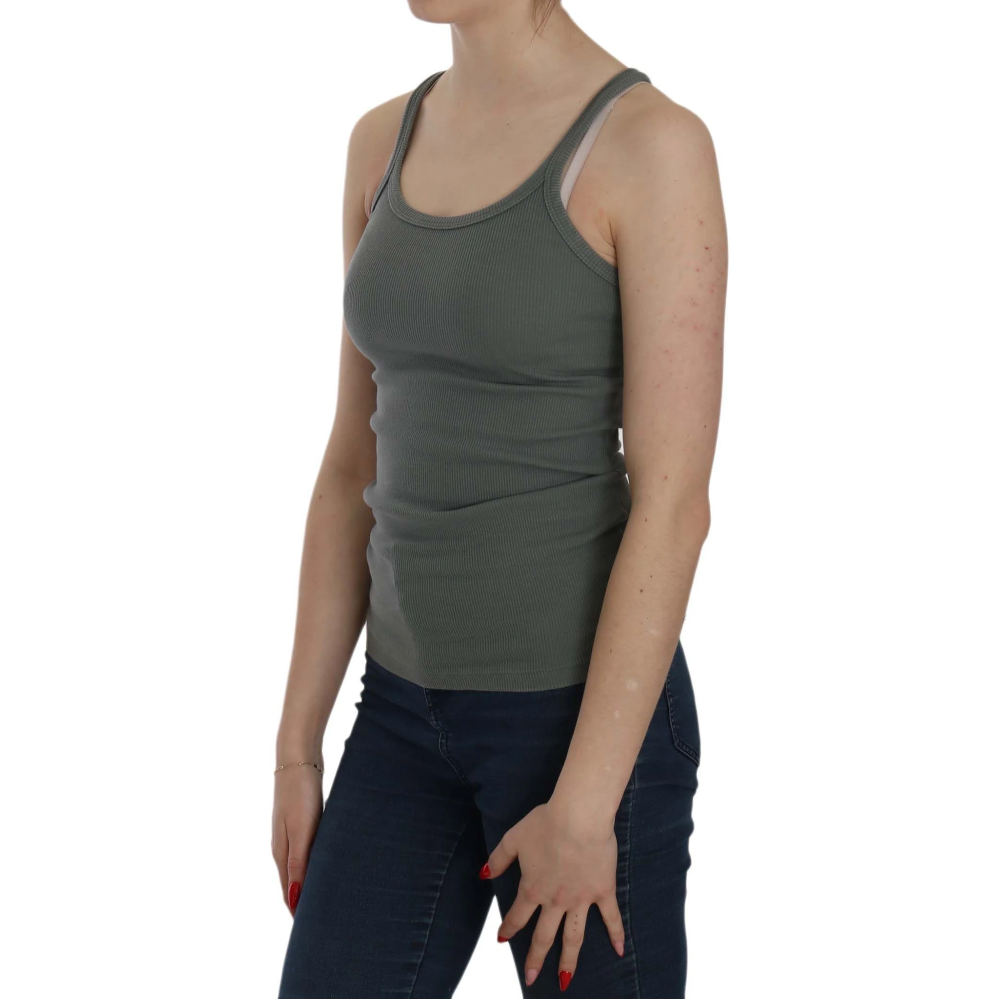 Green Sleeveless Spaghetti Tank T-Shirt Blouse