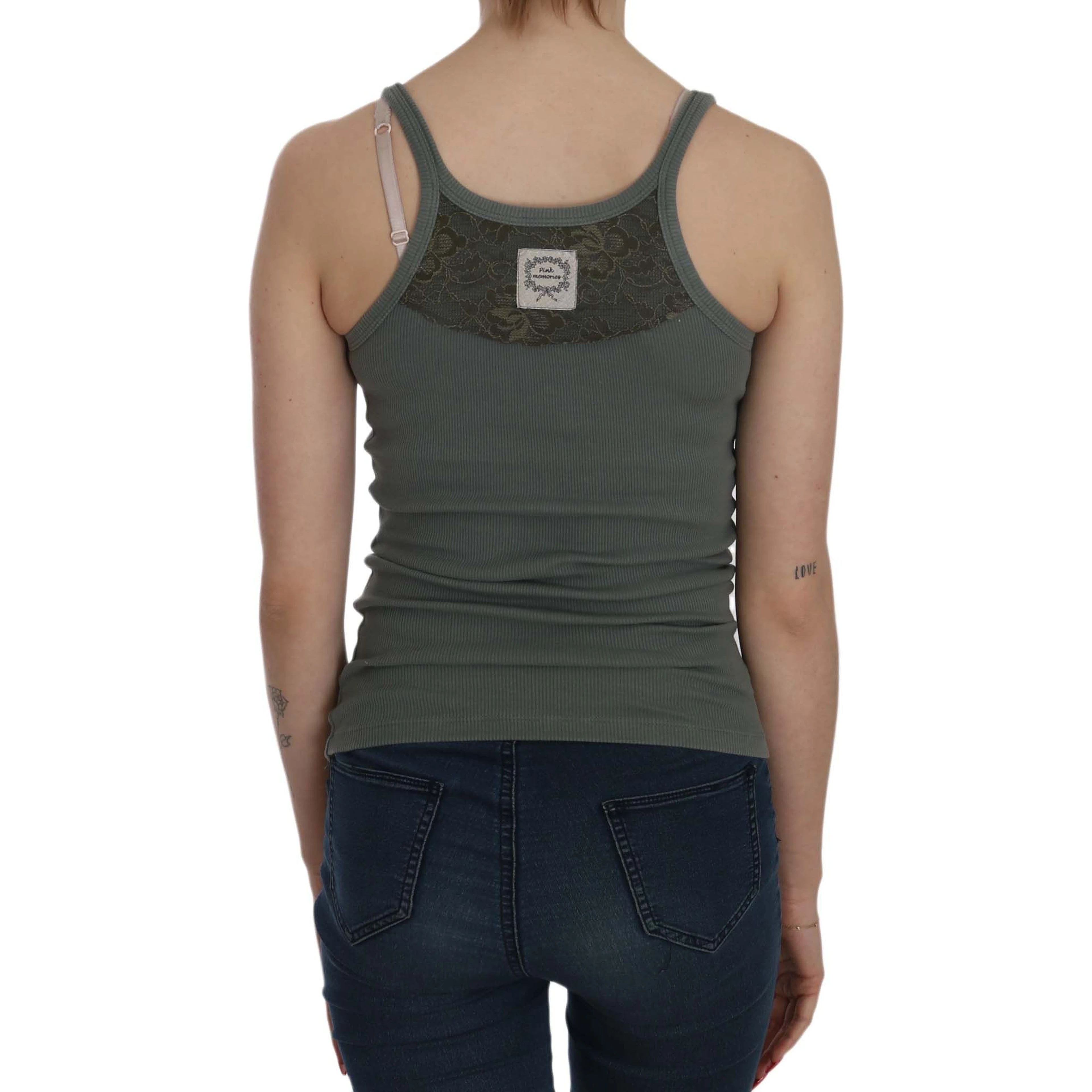 Green Sleeveless Spaghetti Tank T-Shirt Blouse