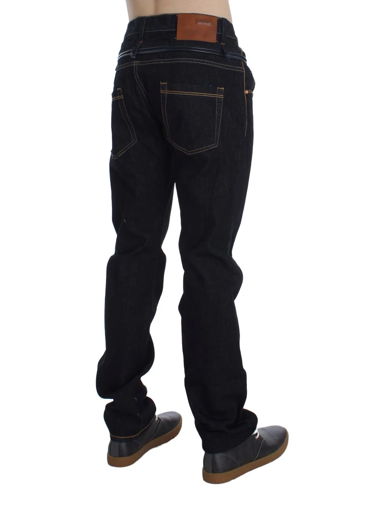 Blue Cotton Regular Straight Fit Jeans