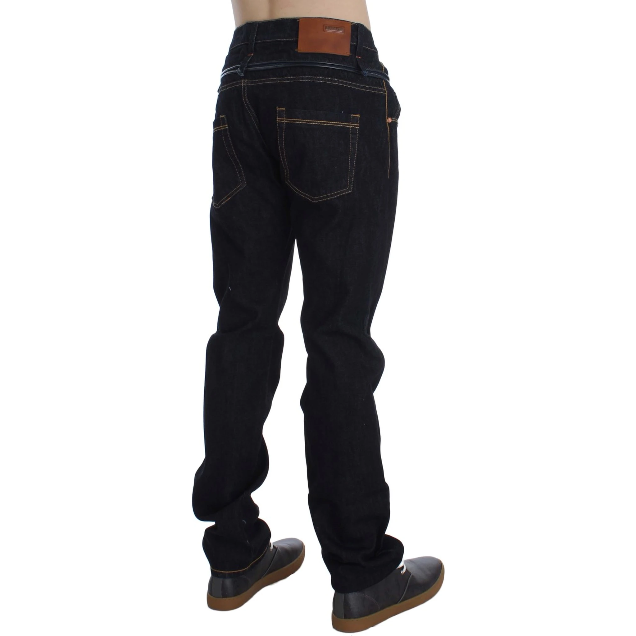 Blue Cotton Regular Straight Fit Jeans