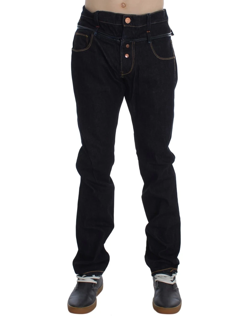 Blue Cotton Regular Straight Fit Jeans