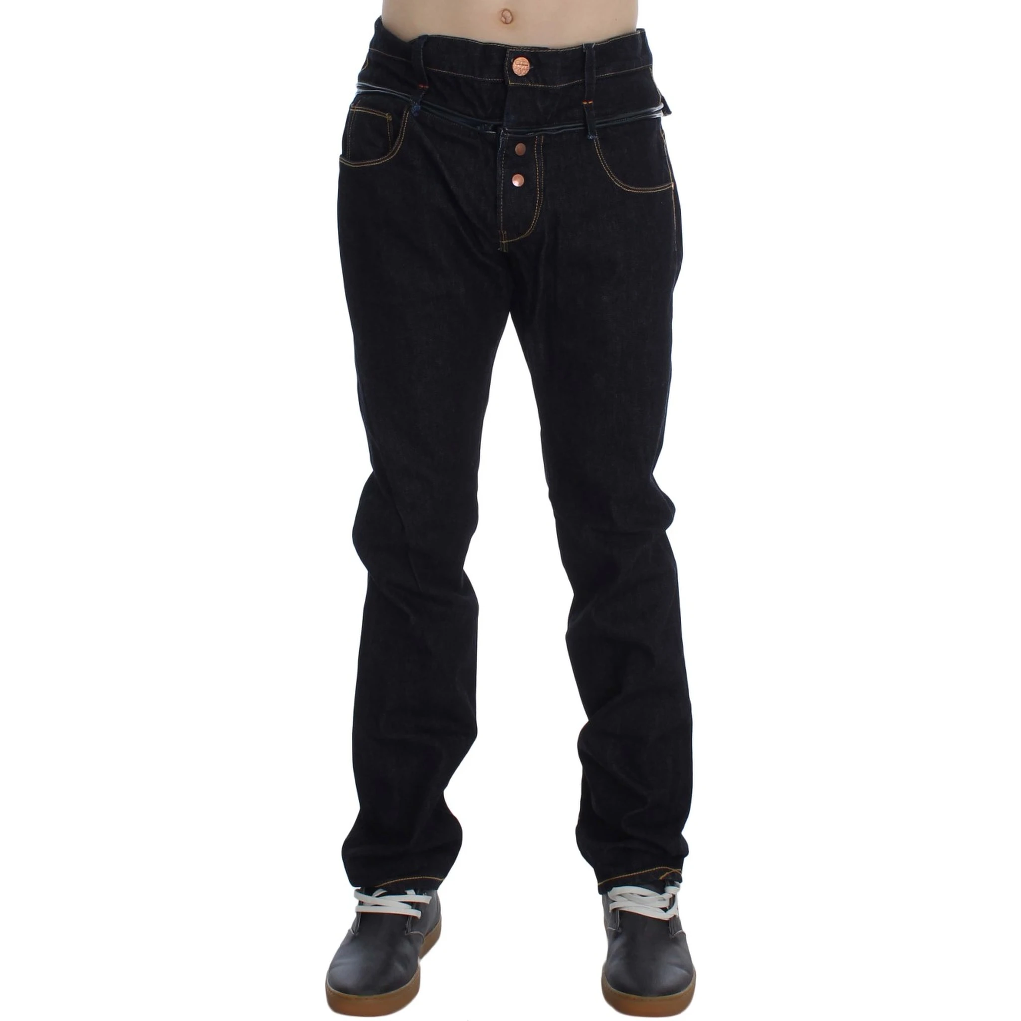 Blue Cotton Regular Straight Fit Jeans