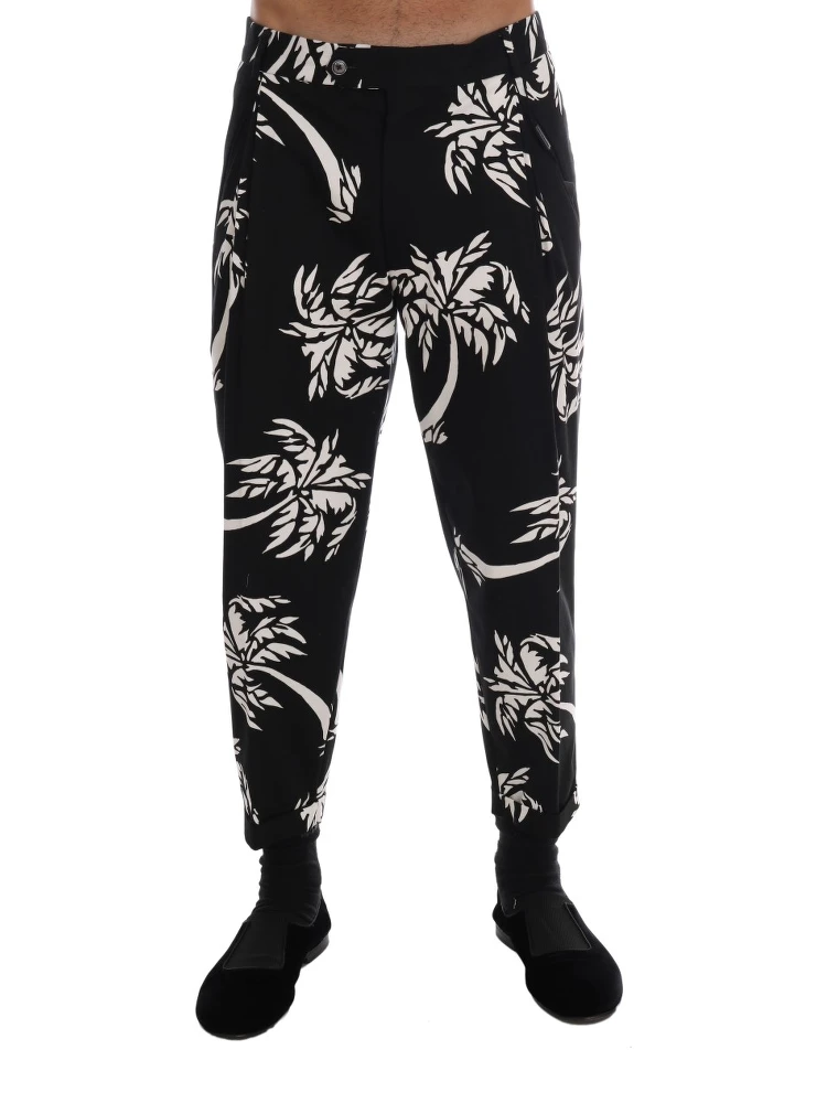 Black Tree Cotton Stretch Pants