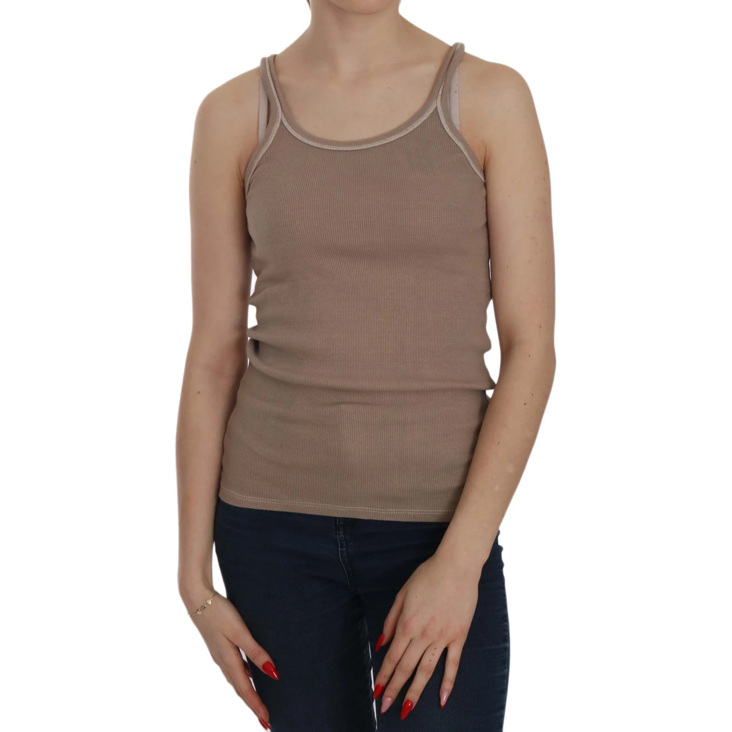 Brown Sleeveless Spaghetti Strap Tank Blouse
