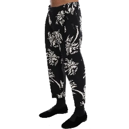 Black Tree Cotton Stretch Pants