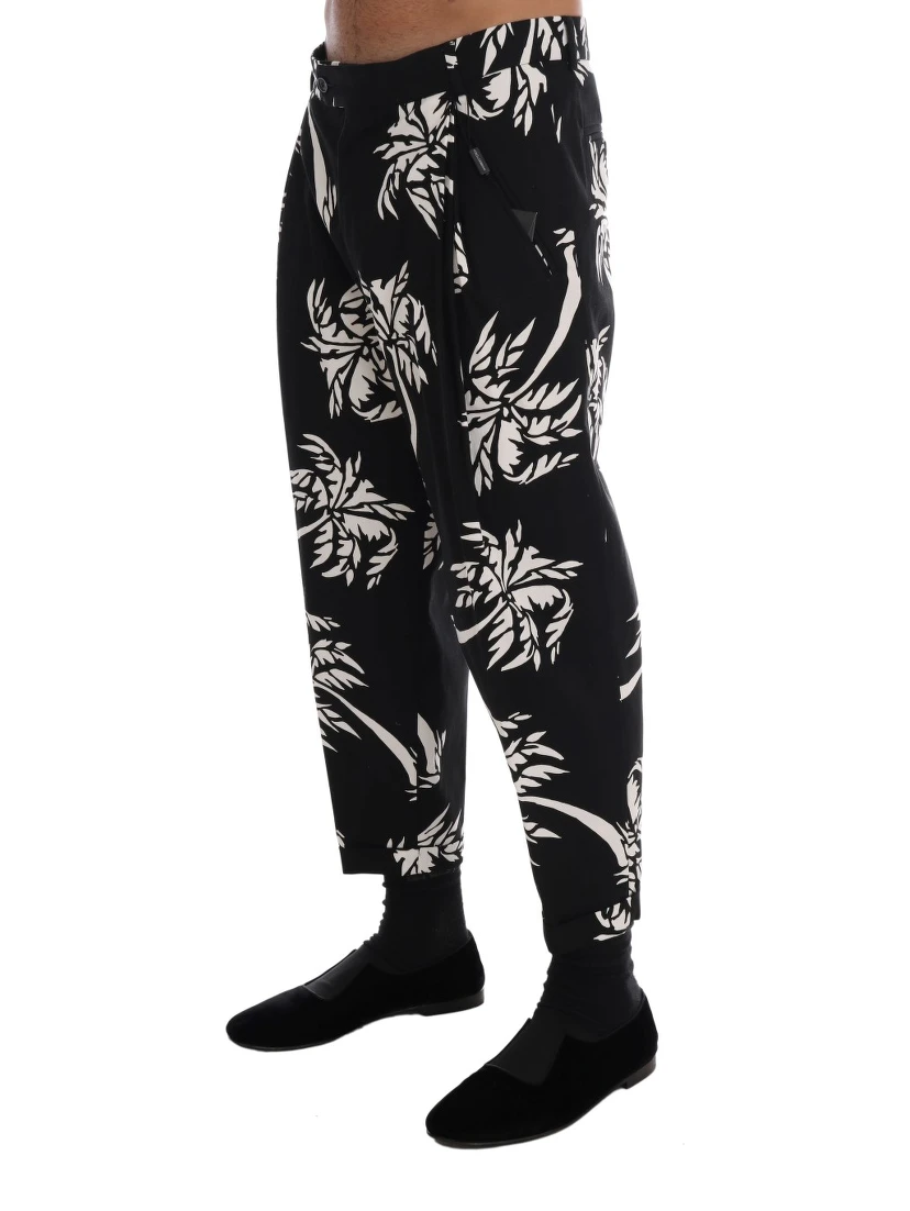 Black Tree Cotton Stretch Pants