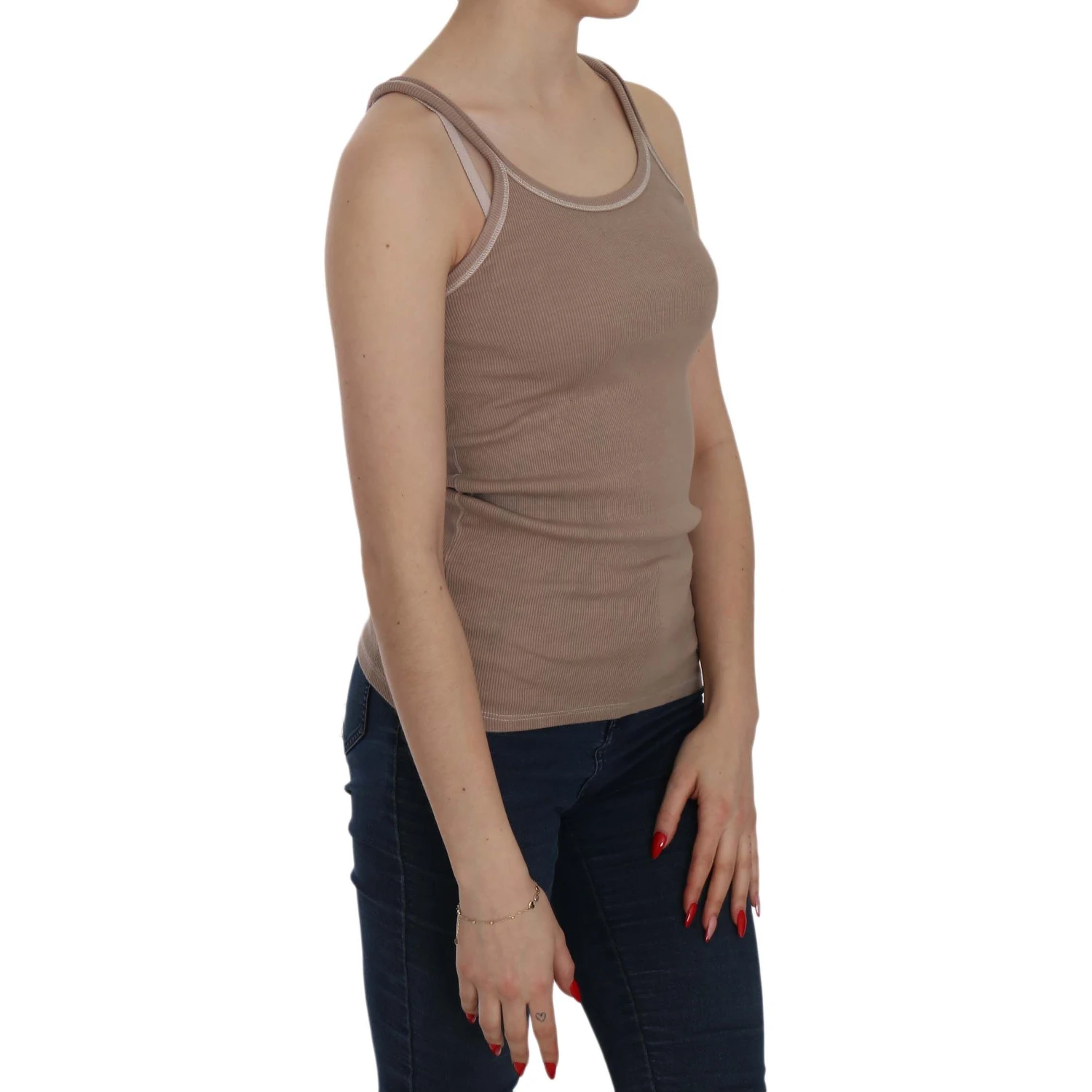 Brown Sleeveless Spaghetti Strap Tank Blouse