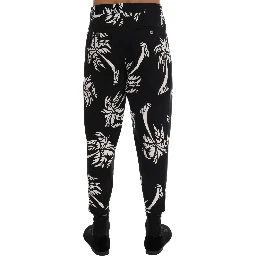 Black Tree Cotton Stretch Pants
