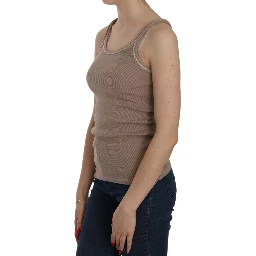 Brown Sleeveless Spaghetti Strap Tank Blouse