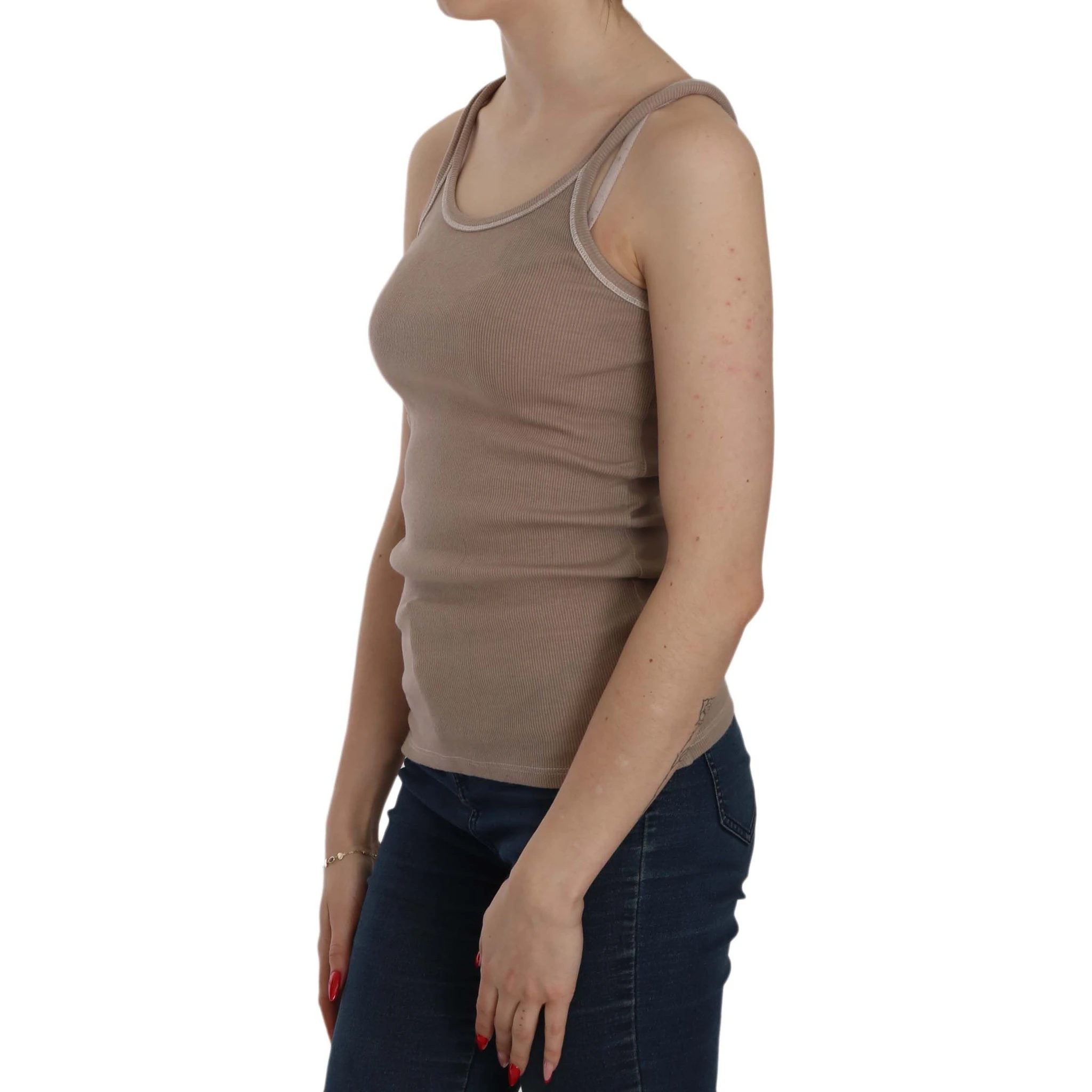 Brown Sleeveless Spaghetti Strap Tank Blouse