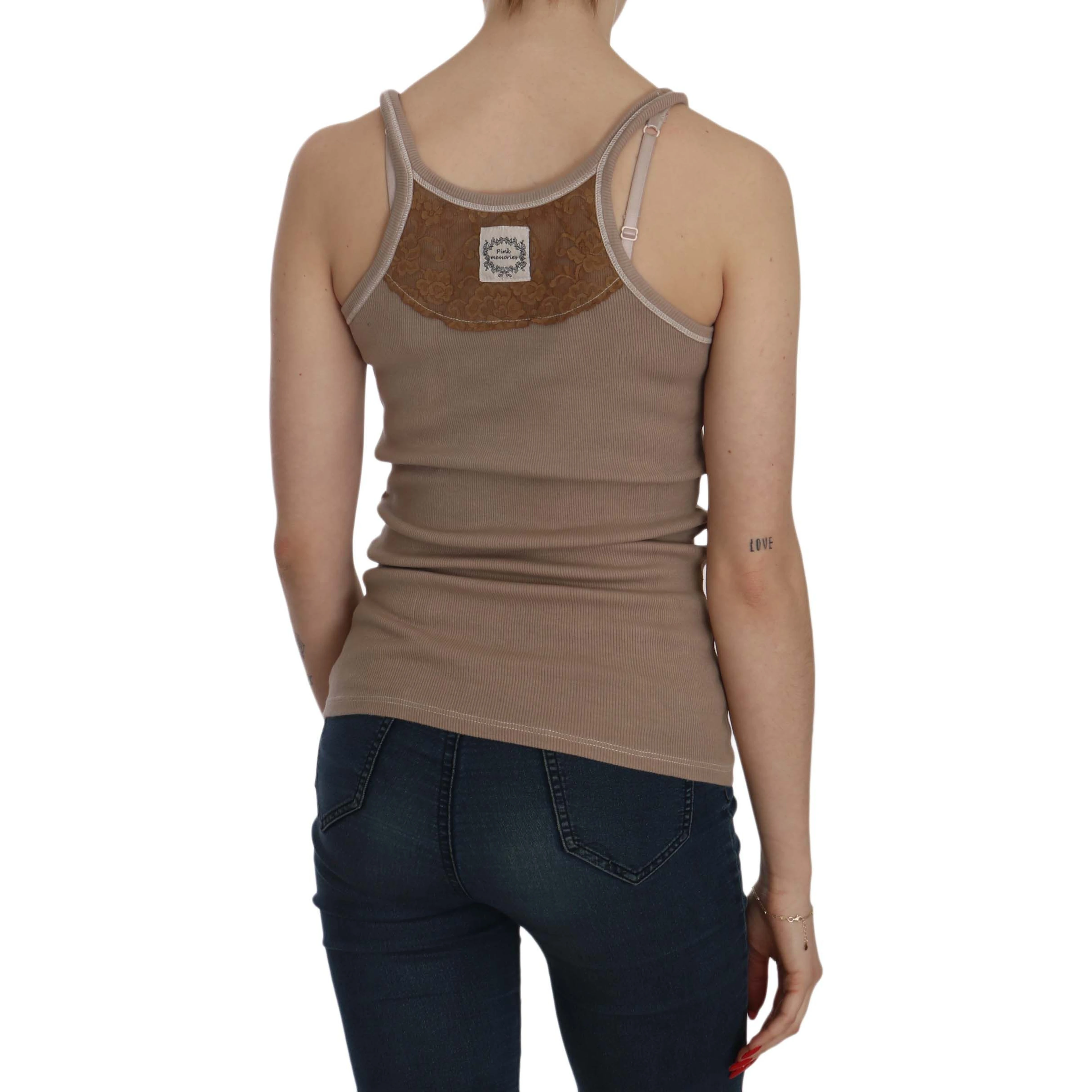 Brown Sleeveless Spaghetti Strap Tank Blouse
