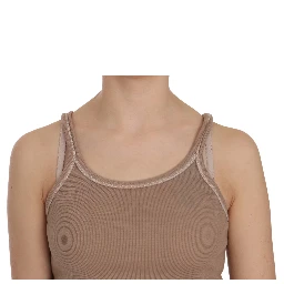 Brown Sleeveless Spaghetti Strap Tank Blouse