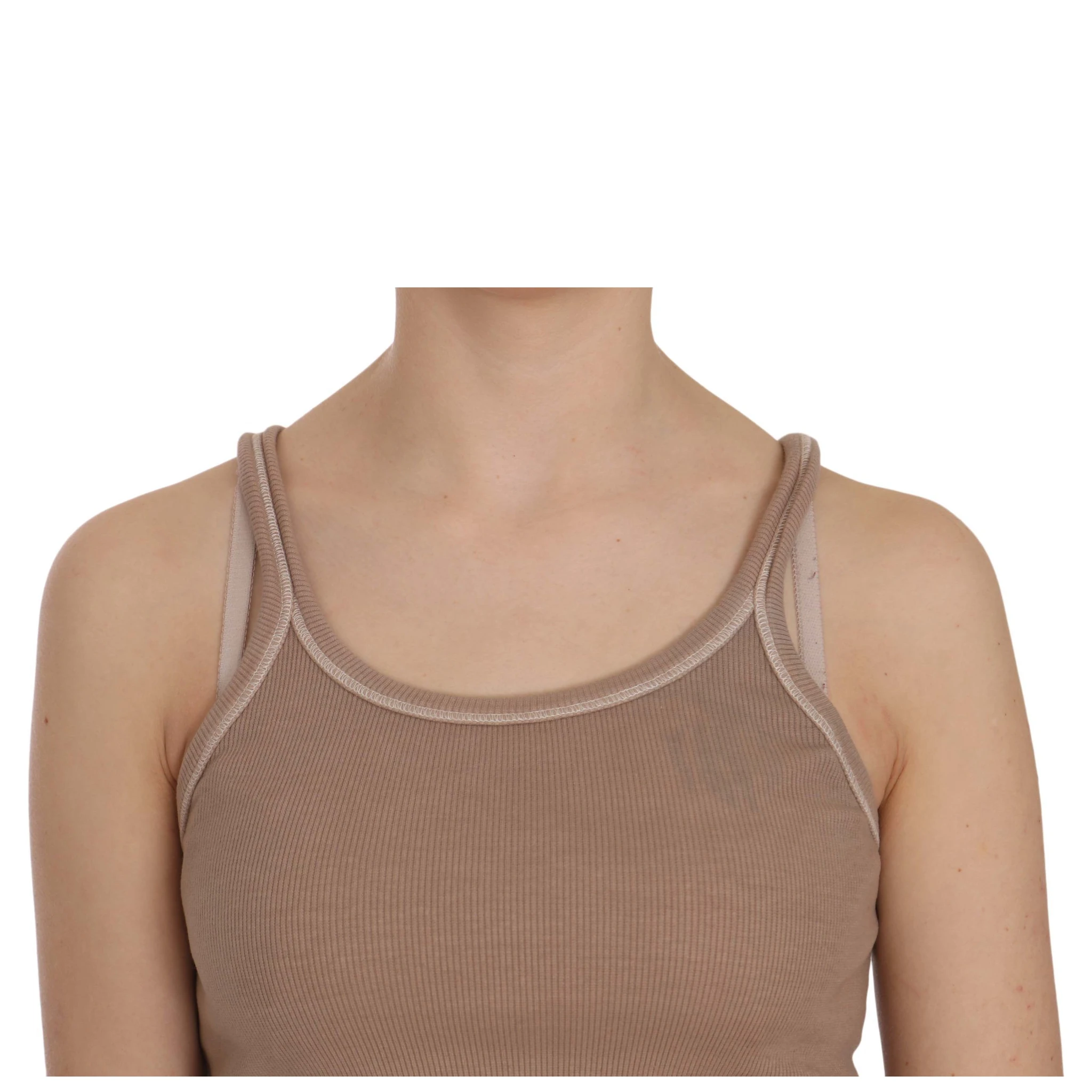 Brown Sleeveless Spaghetti Strap Tank Blouse