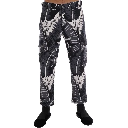 Gray Banana Leaf Cotton Pants
