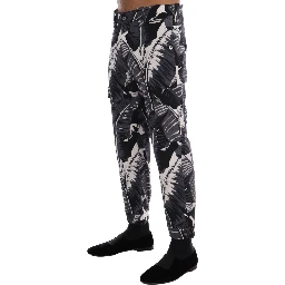 Gray Banana Leaf Cotton Pants