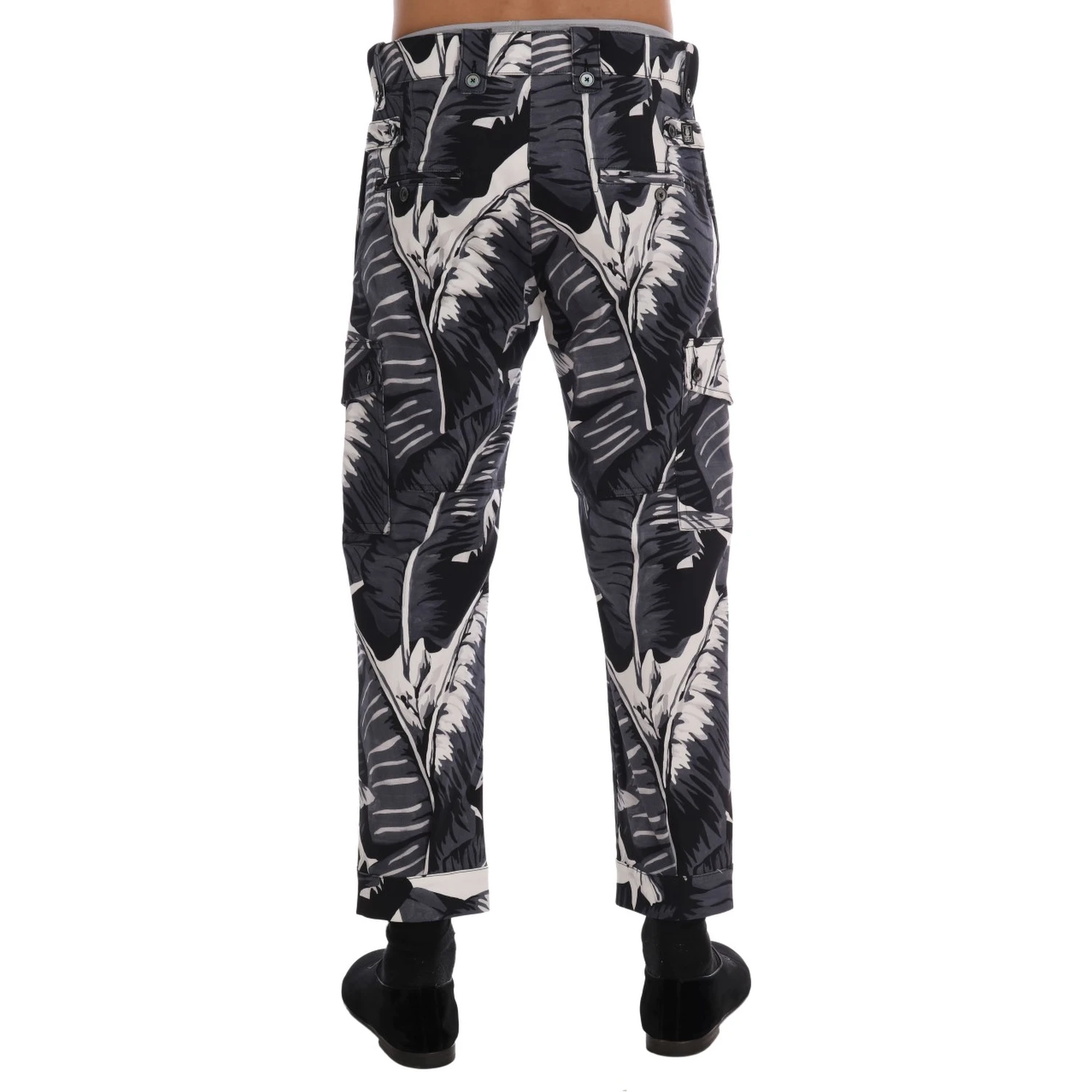 Gray Banana Leaf Cotton Pants