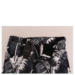 Gray Banana Leaf Cotton Pants