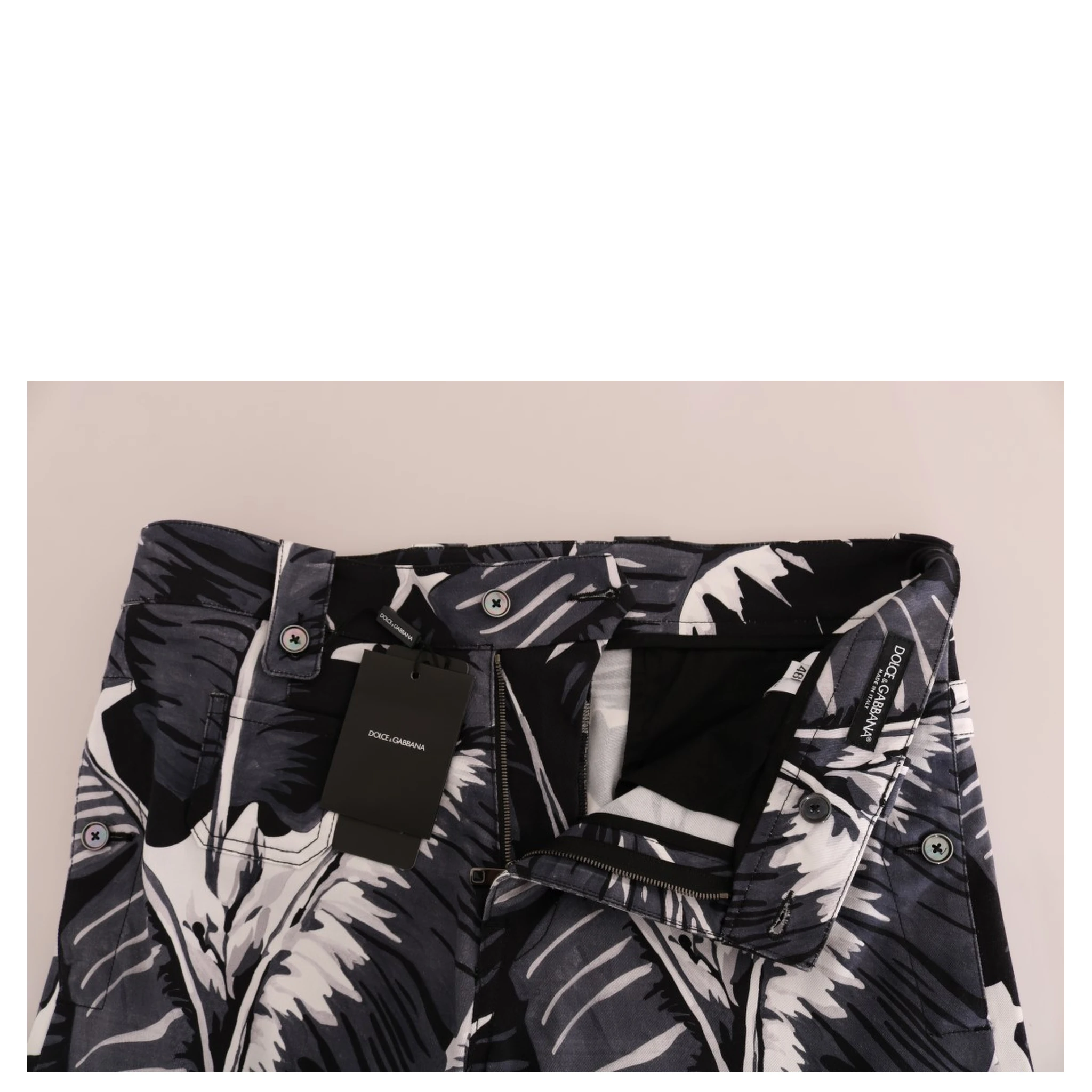 Gray Banana Leaf Cotton Pants