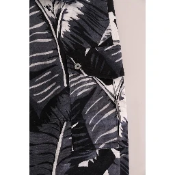 Gray Banana Leaf Cotton Pants