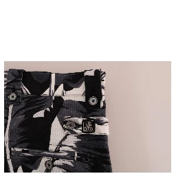 Gray Banana Leaf Cotton Pants