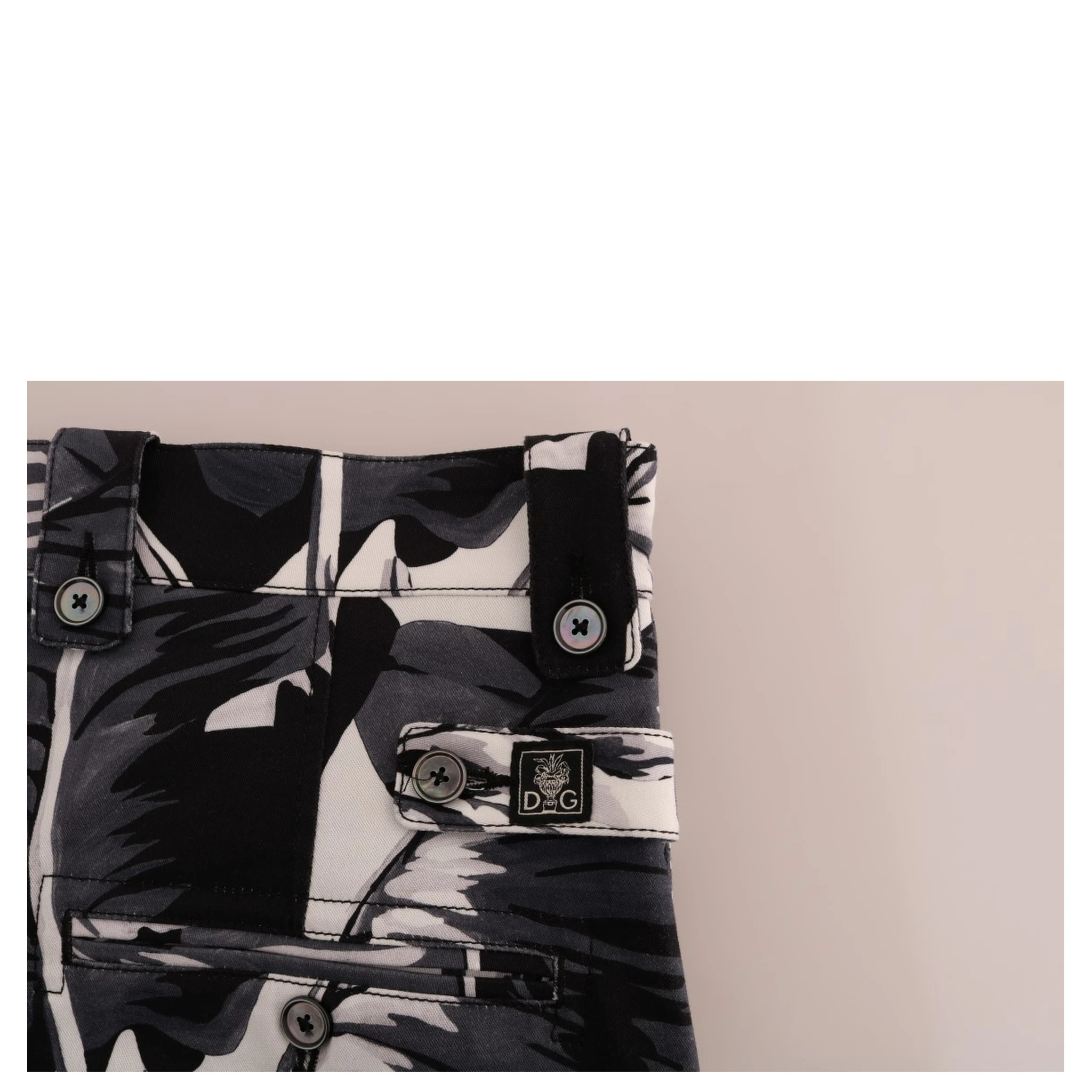 Gray Banana Leaf Cotton Pants