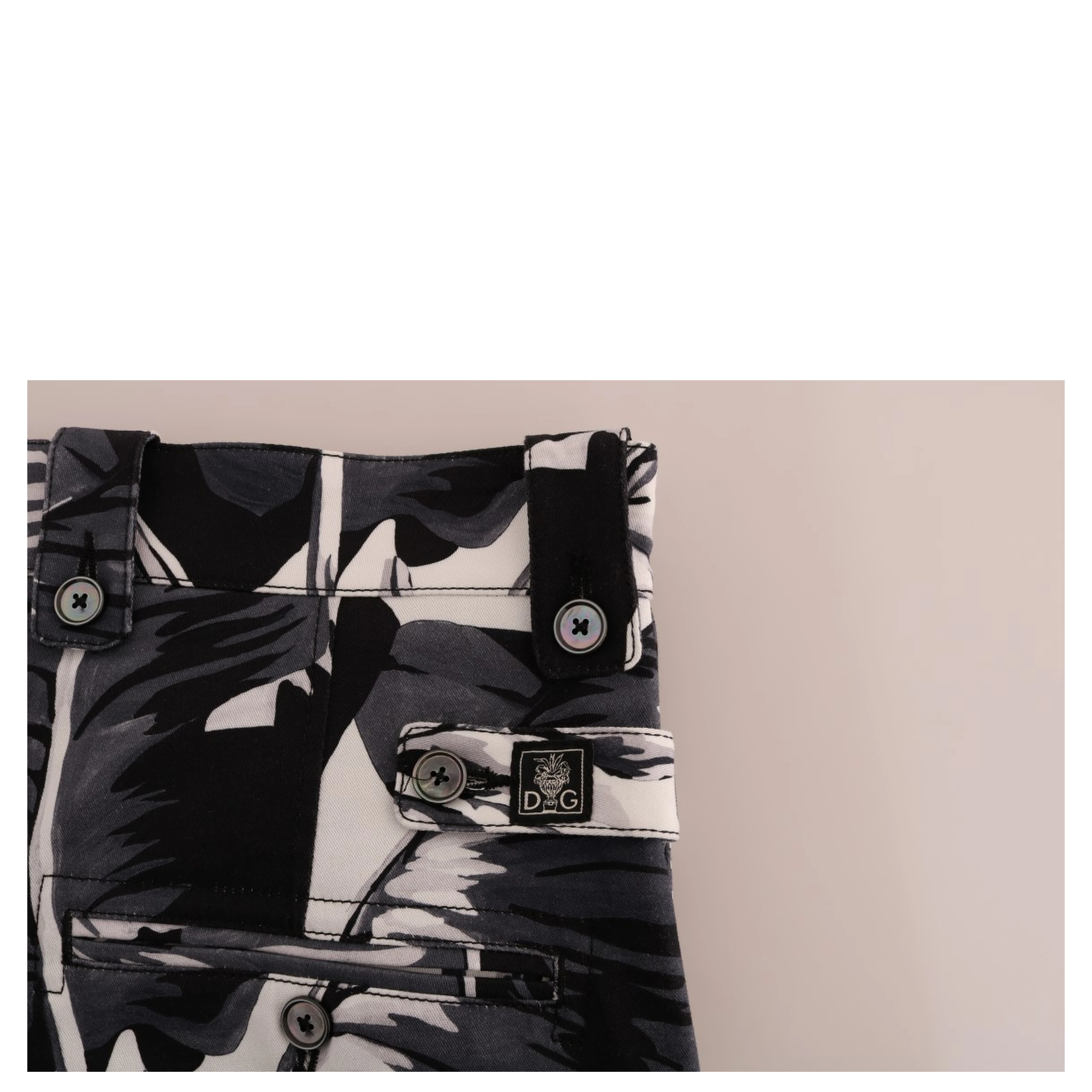 Gray Banana Leaf Cotton Pants