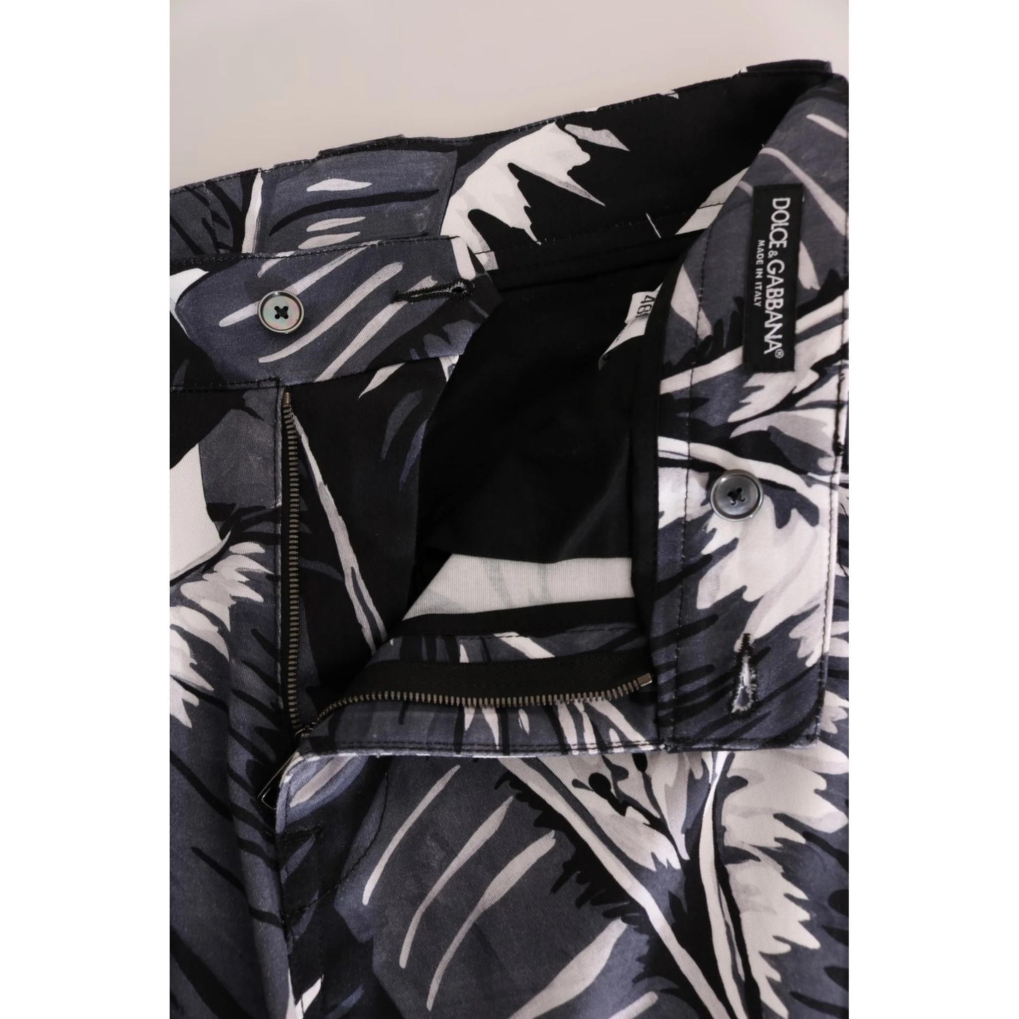 Gray Banana Leaf Cotton Pants