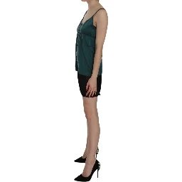 Silk Green Spaghetti Strap Shift Mini Dress