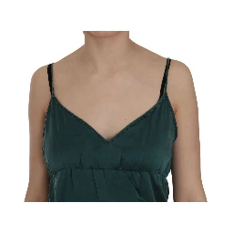 Silk Green Spaghetti Strap Shift Mini Dress