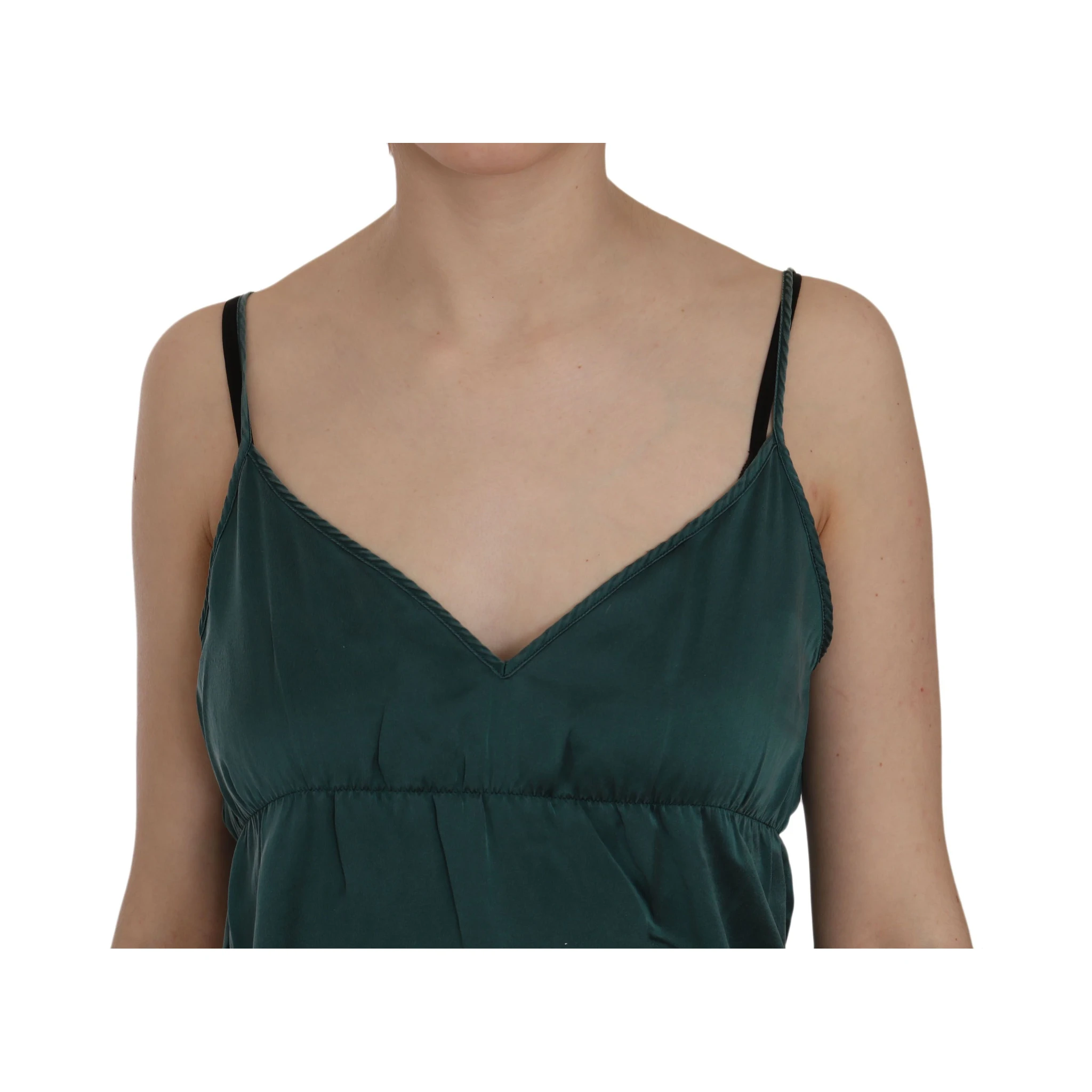 Silk Green Spaghetti Strap Shift Mini Dress