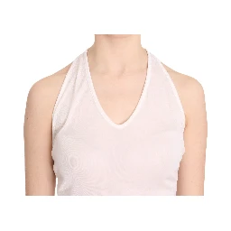White Halter Cotton Sleeveless Casual Tank Top Blouse