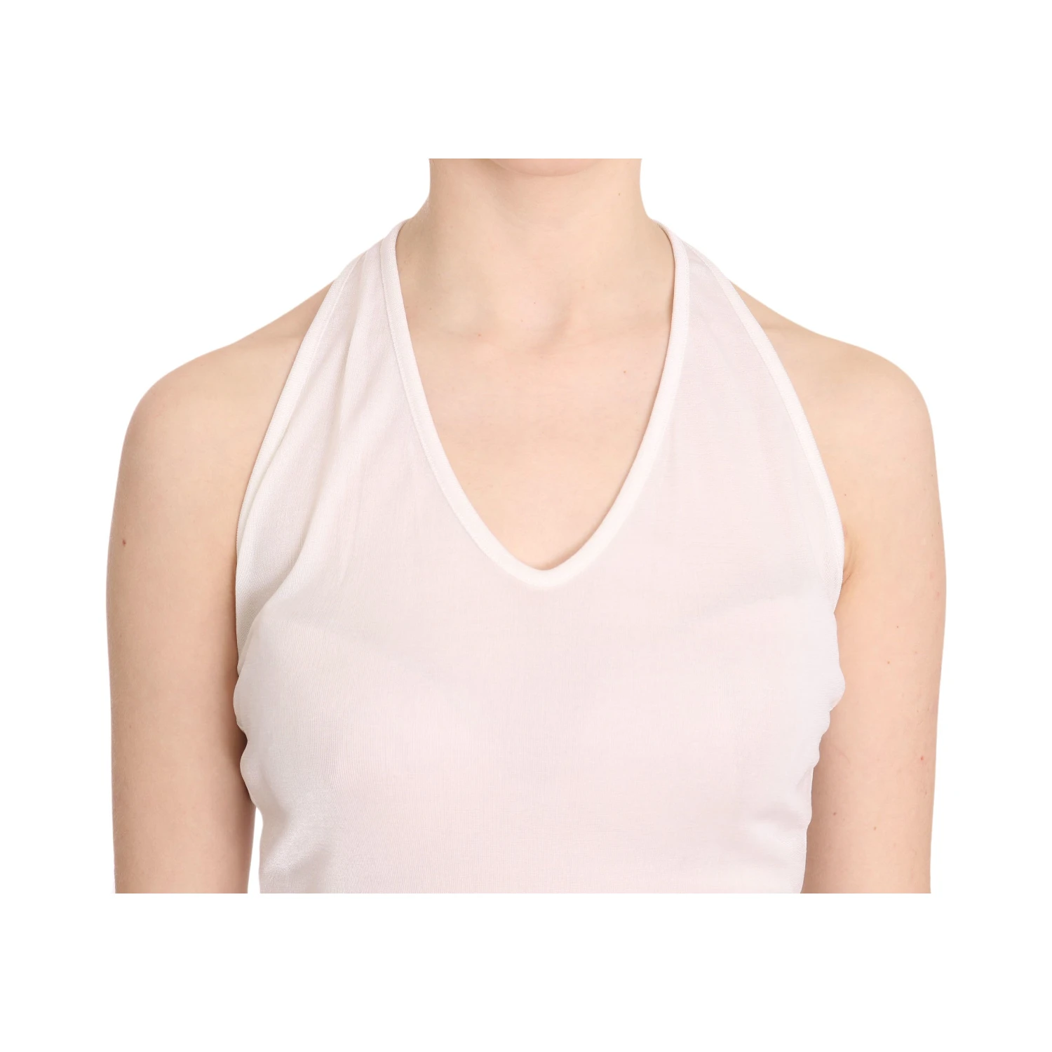 White Halter Cotton Sleeveless Casual Tank Top Blouse