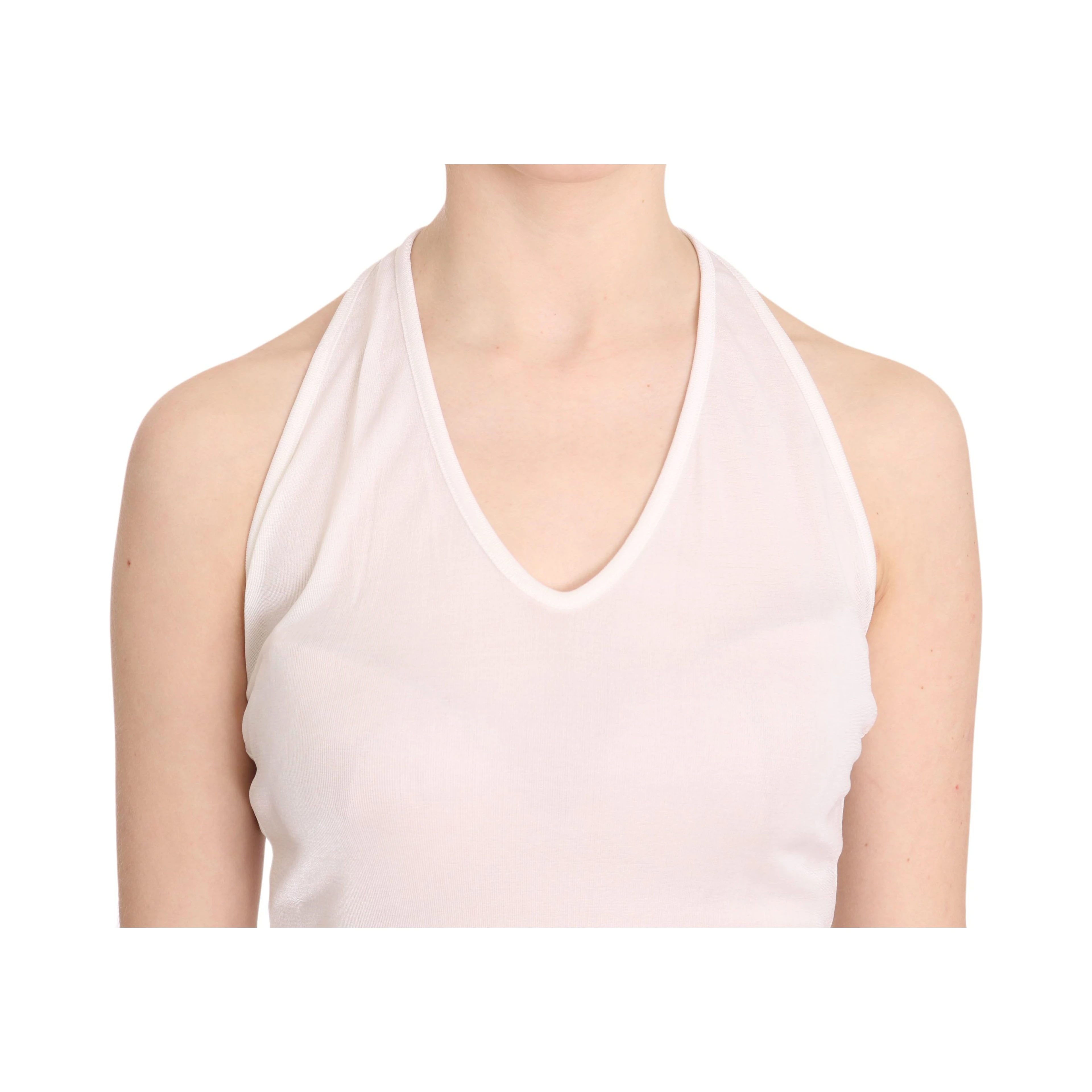 White Halter Cotton Sleeveless Casual Tank Top Blouse