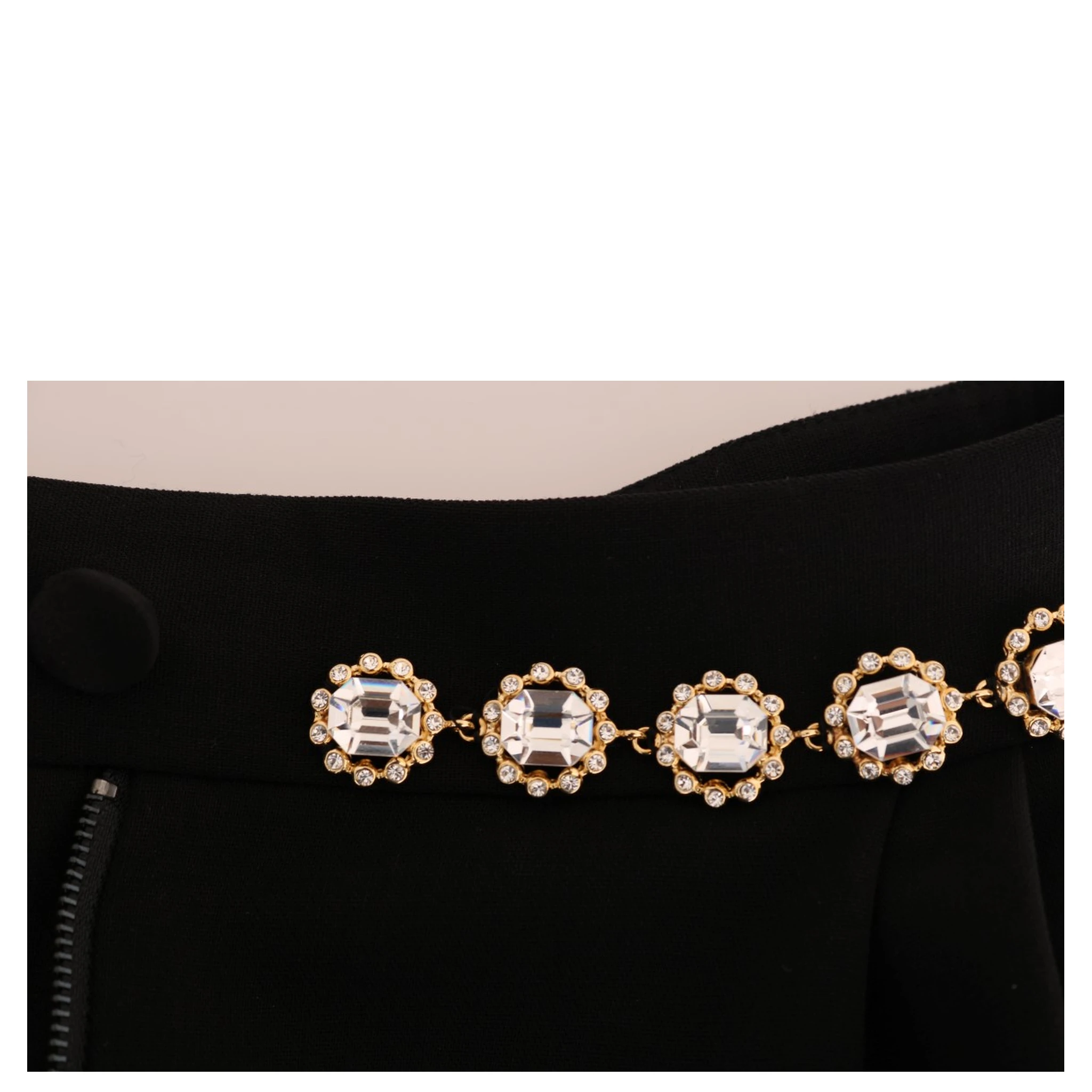 Black Wool Stretch Crystal Pants