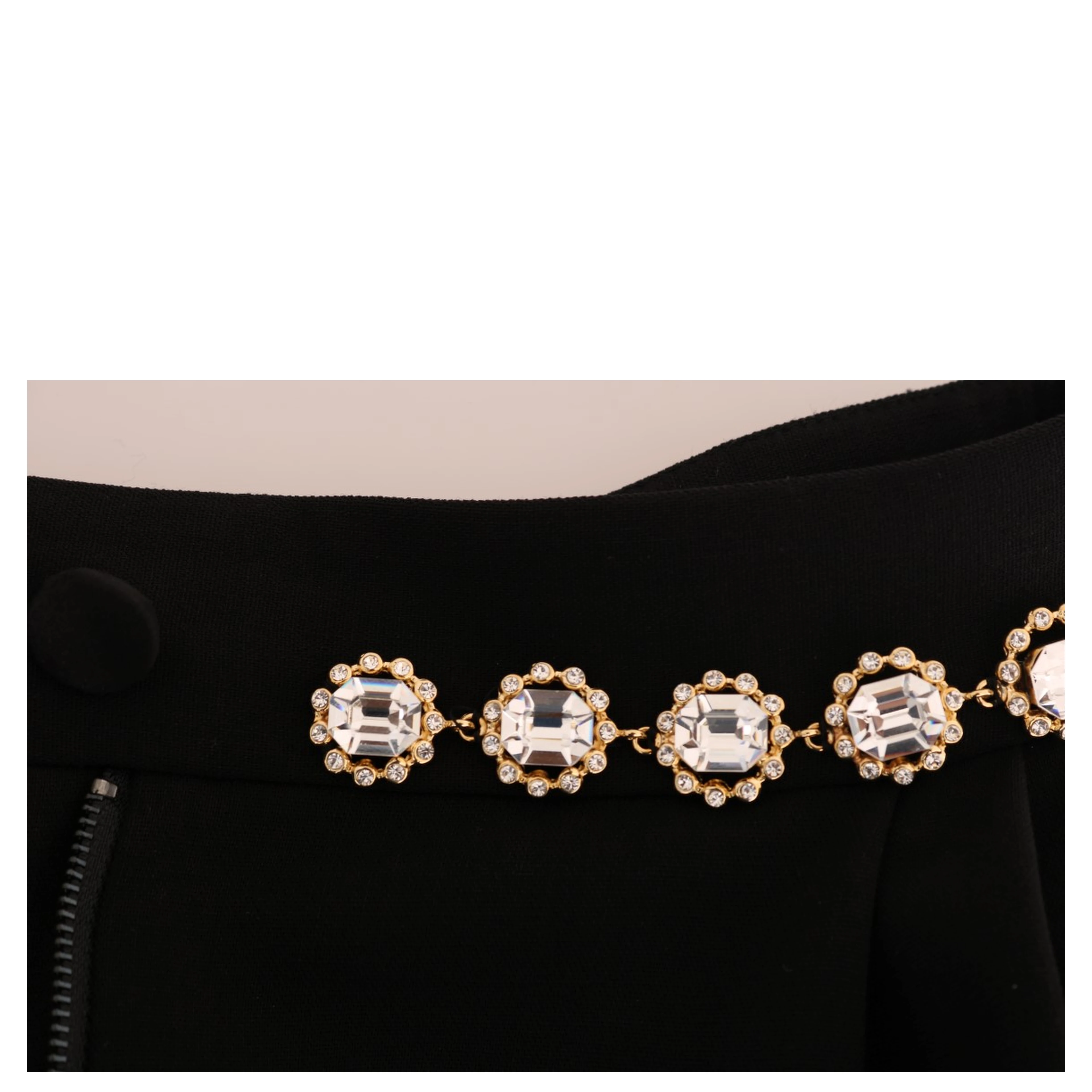 Black Wool Stretch Crystal Pants