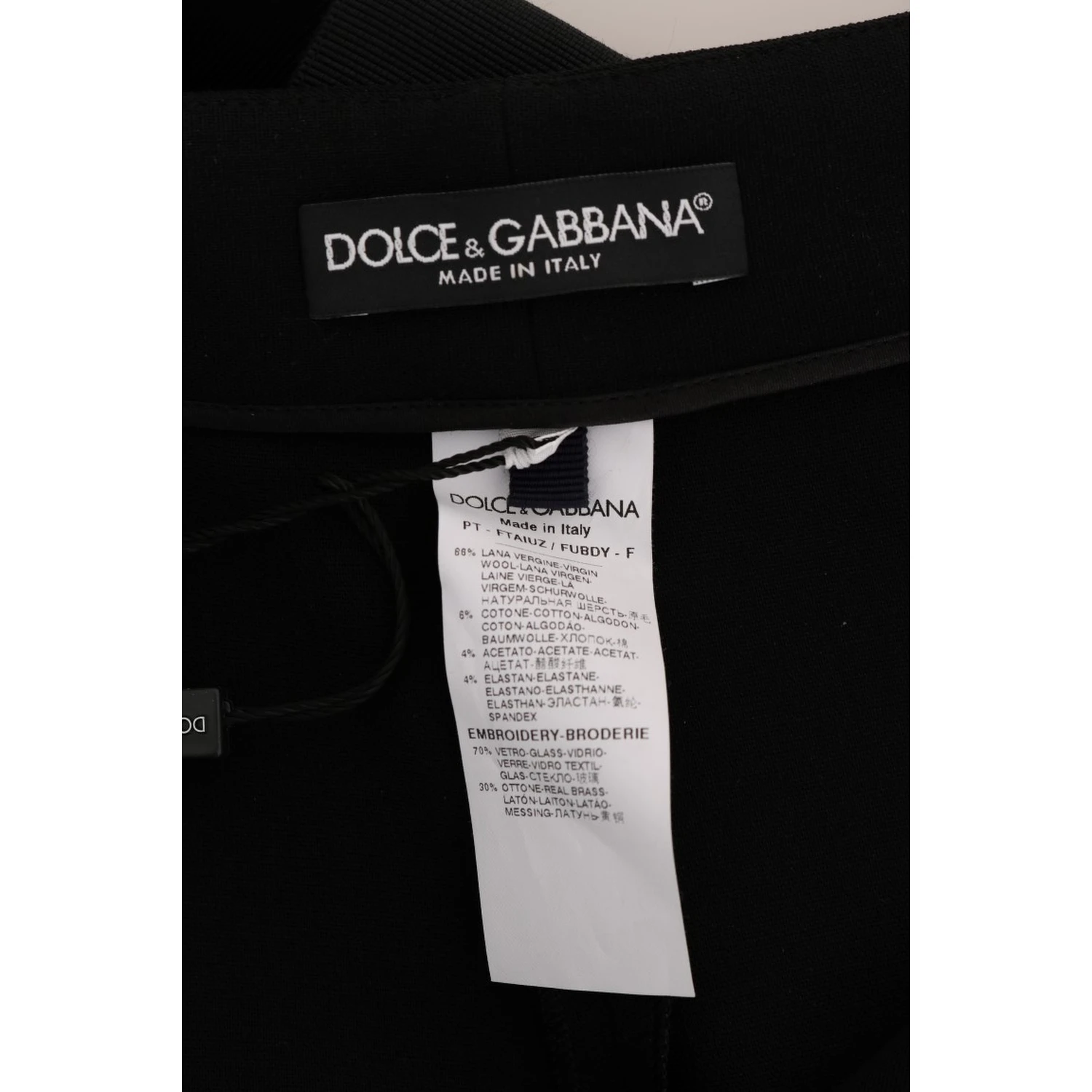 Black Wool Stretch Crystal Pants