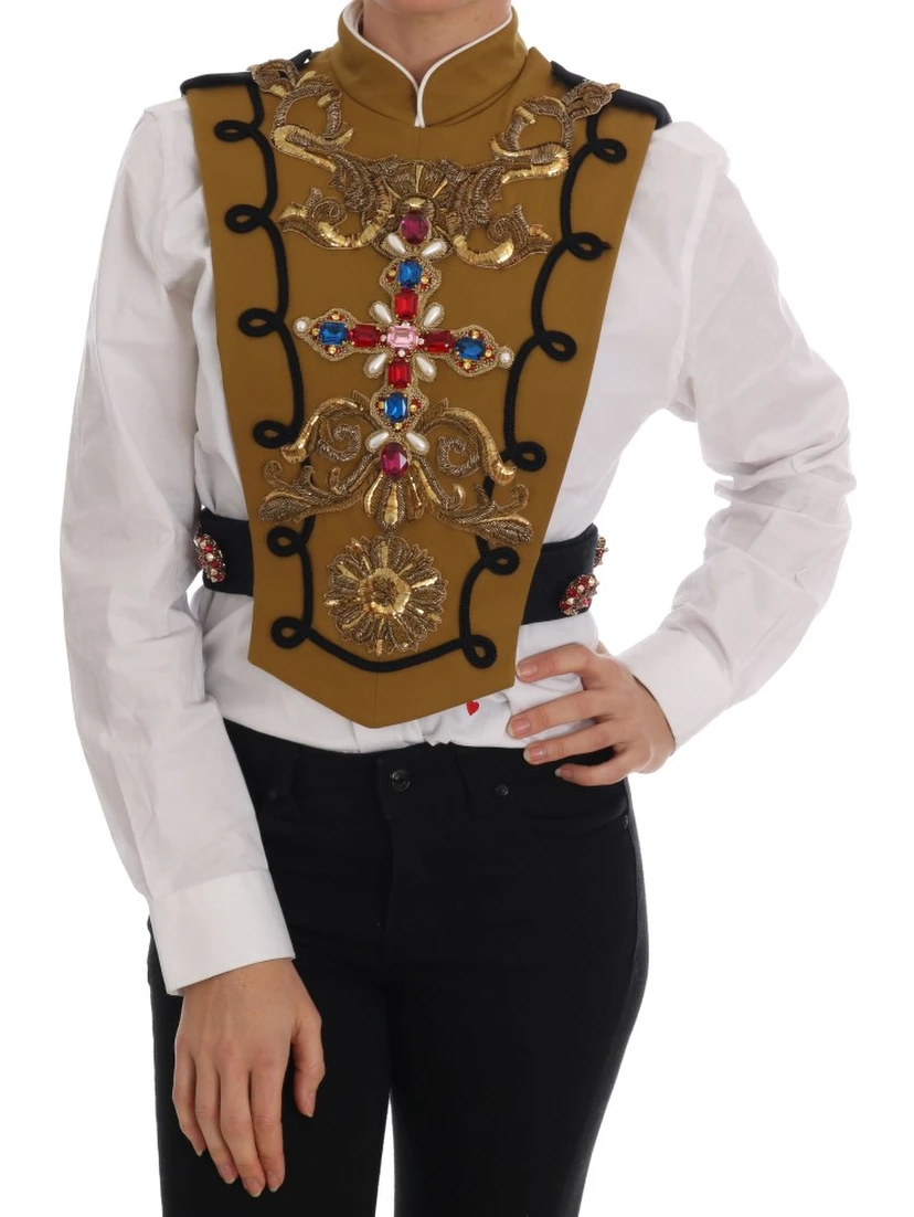 Yellow Crystal Cross Vest Jacket