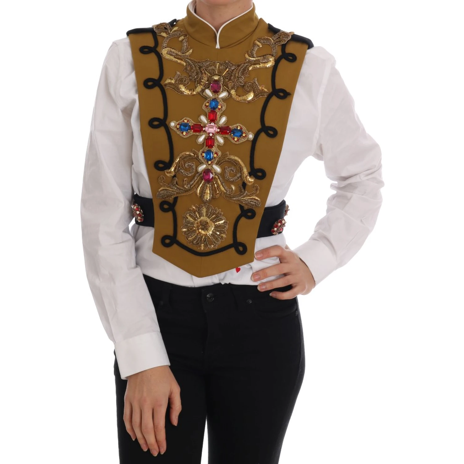 Yellow Crystal Cross Vest Jacket