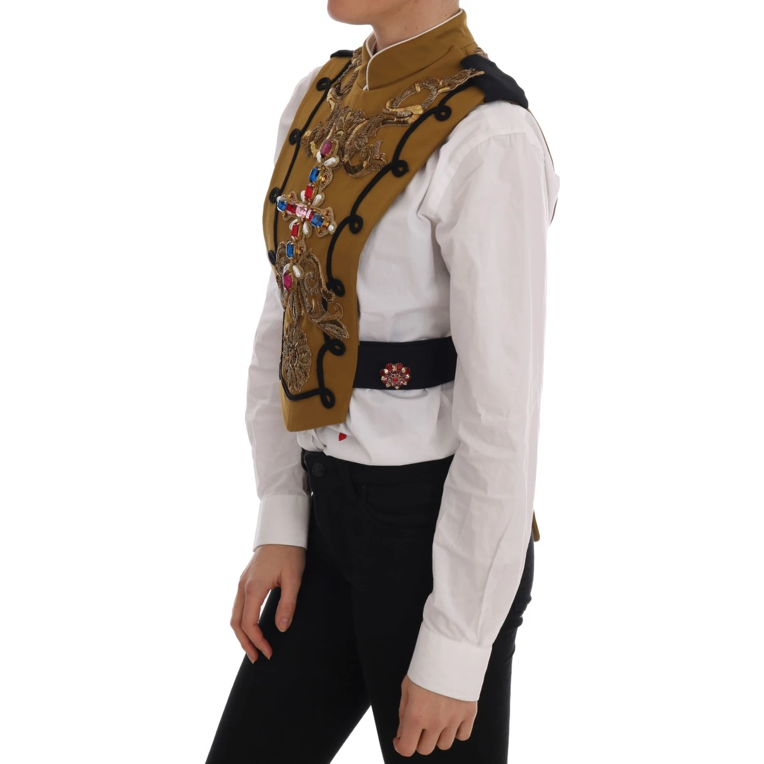 Yellow Crystal Cross Vest Jacket