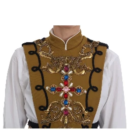 Yellow Crystal Cross Vest Jacket