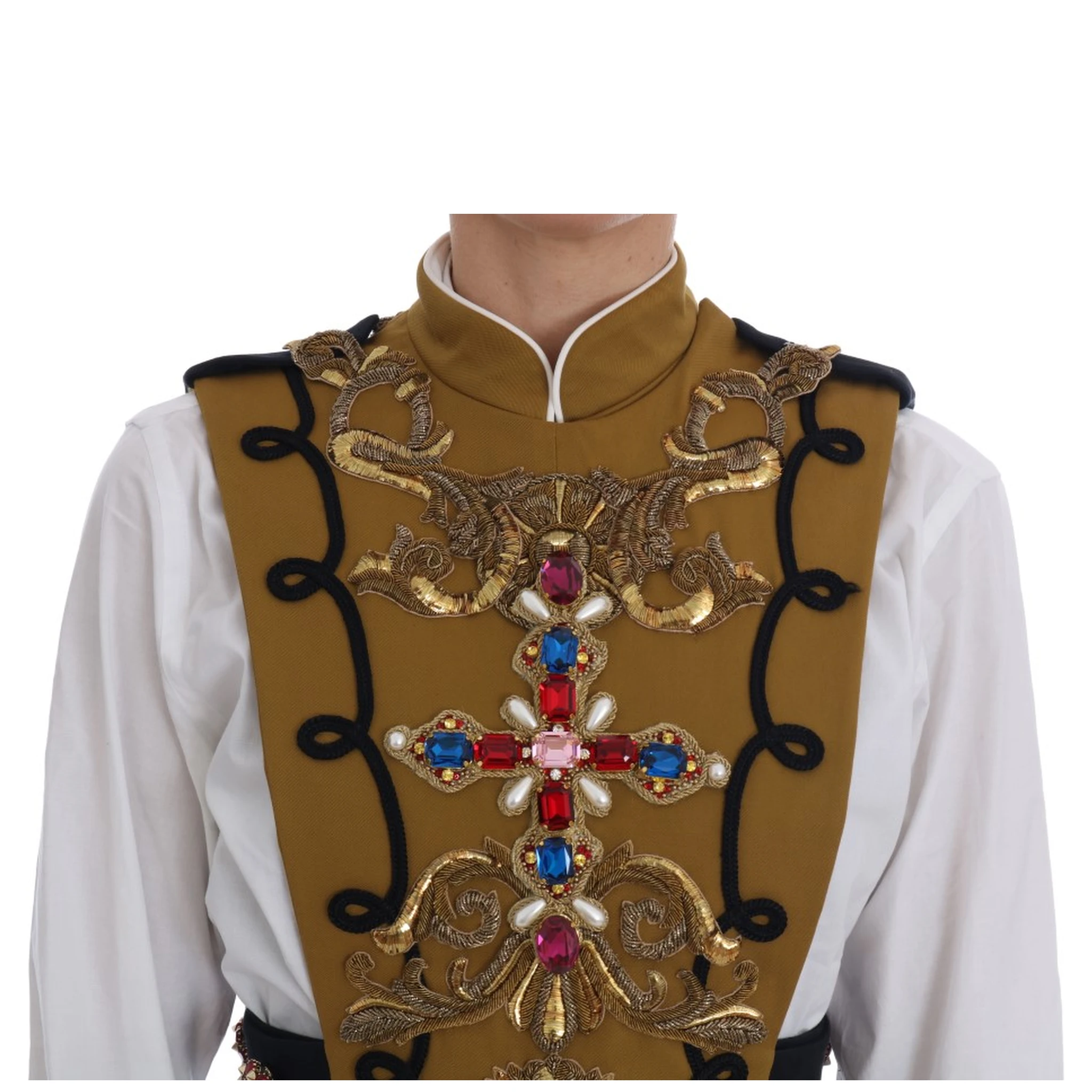 Yellow Crystal Cross Vest Jacket