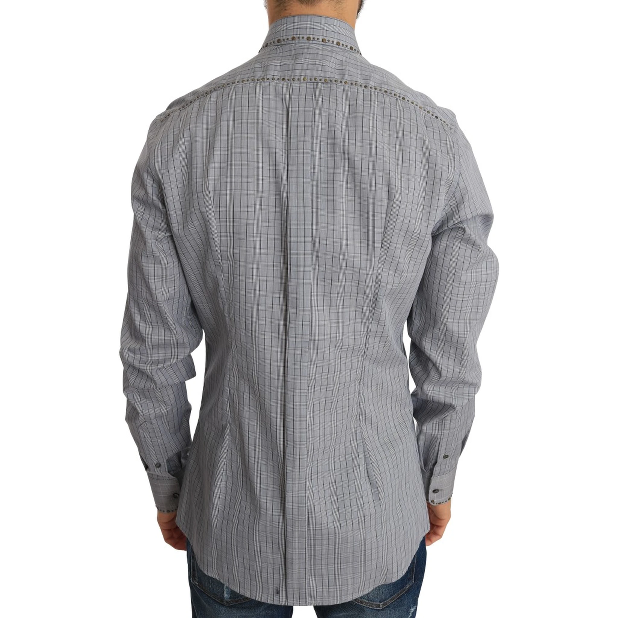 Gray Check GOLD Cotton Slim Fit Shirt