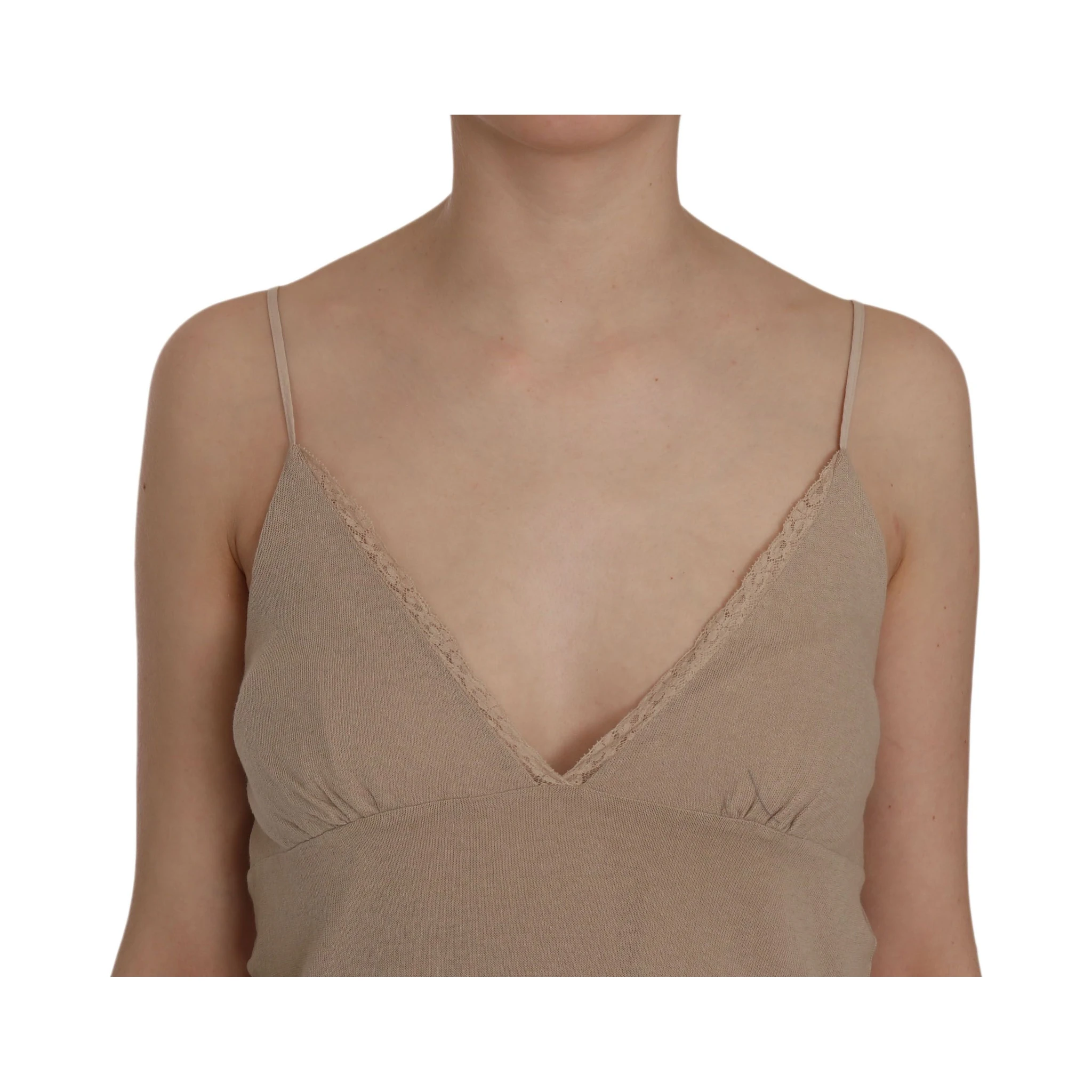 Beige Lace Spaghetti Strap Mini Cotton Dress