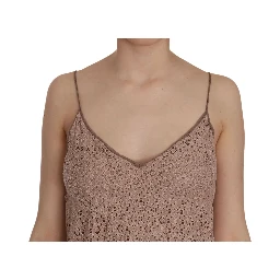 Beige Spaghetti Strap A-line Mini Cotton Dress