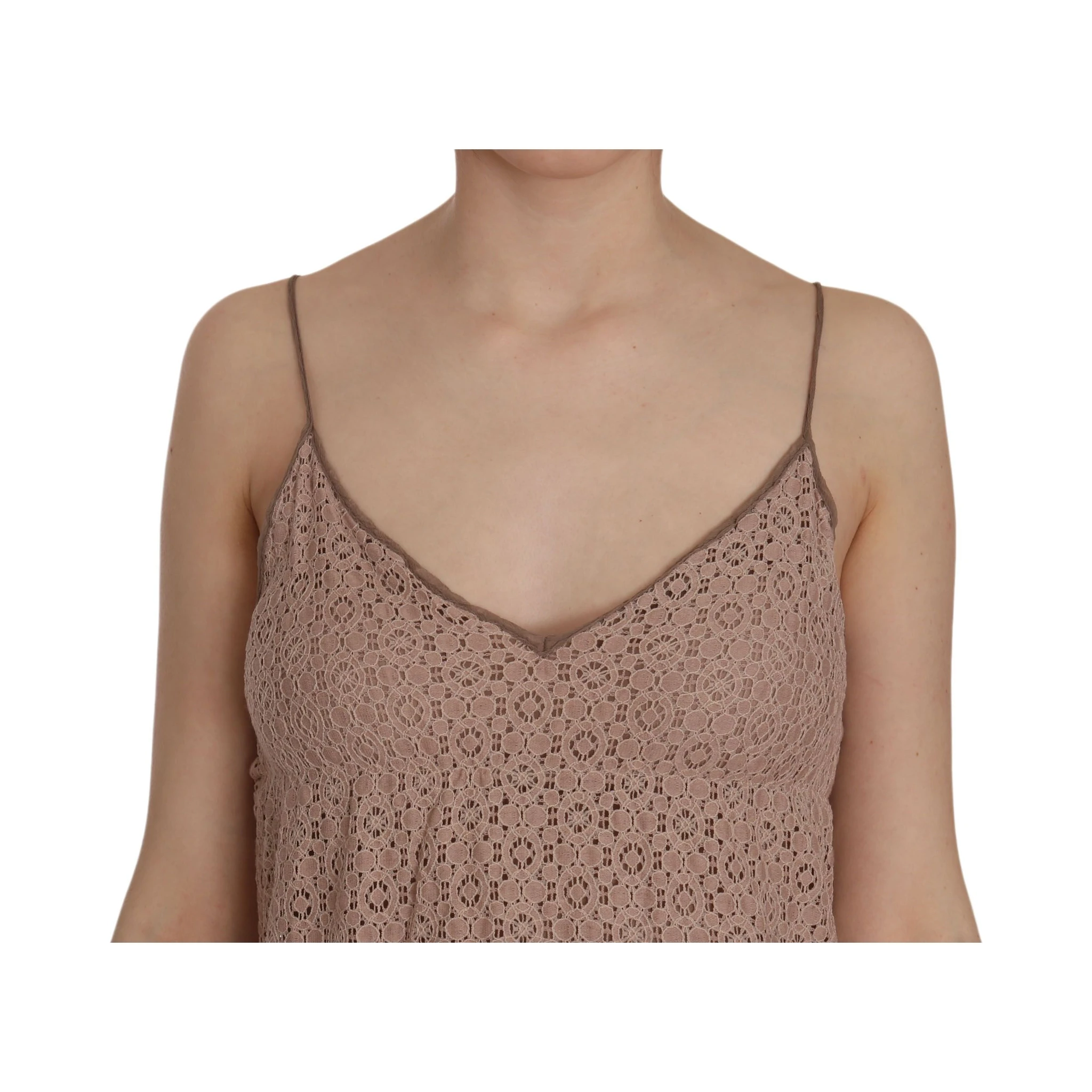 Beige Spaghetti Strap A-line Mini Cotton Dress