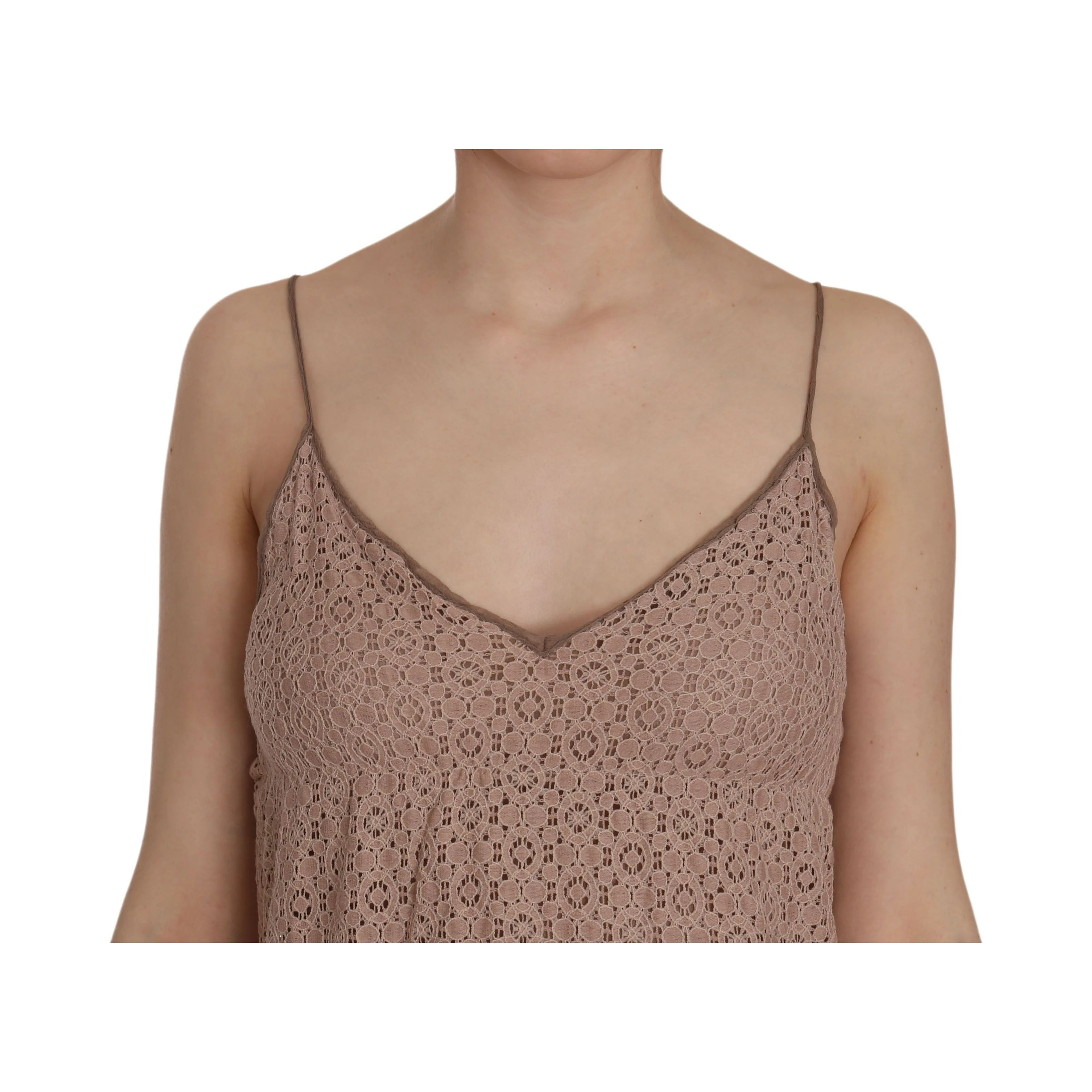 Beige Spaghetti Strap A-line Mini Cotton Dress