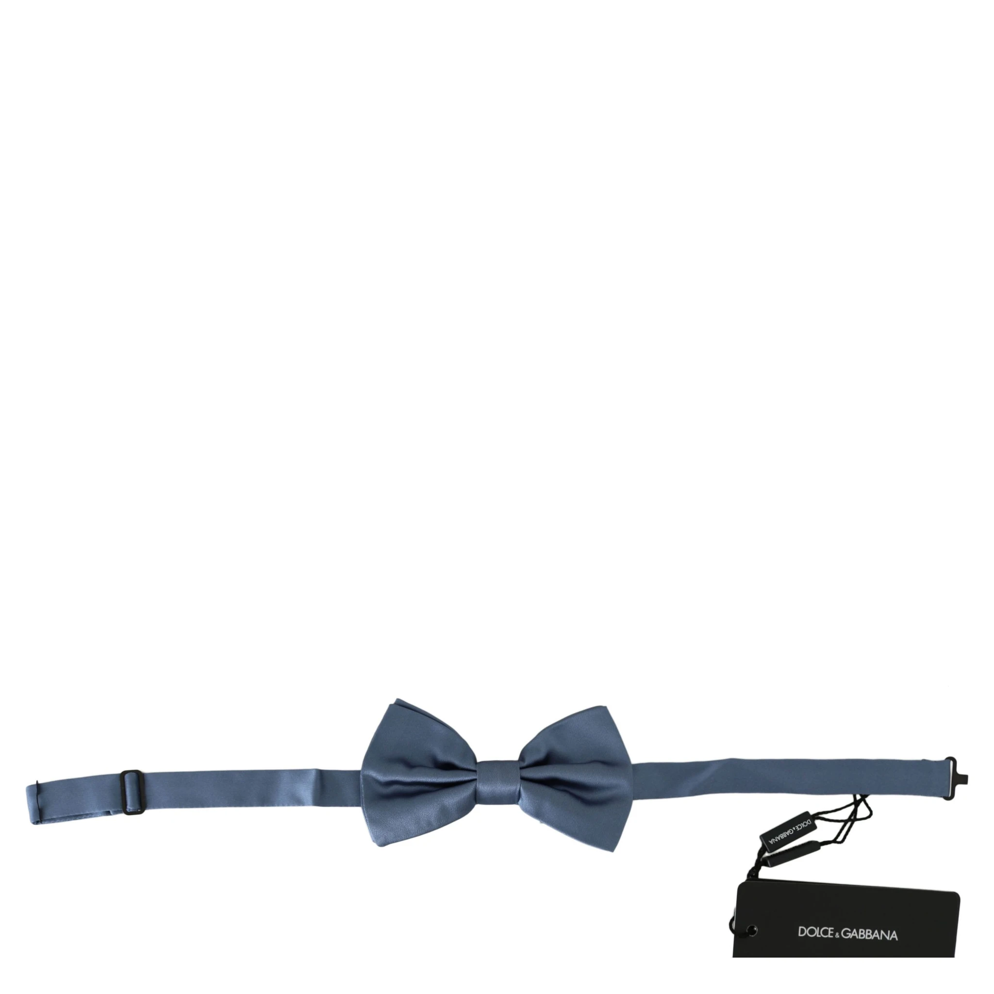 Blue 100% Silk Adjustable Neck Papillon Bow tie