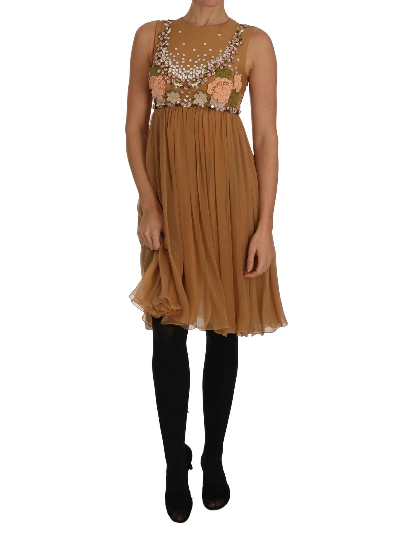 Crystal Silk Gold A-Line Gown Dress